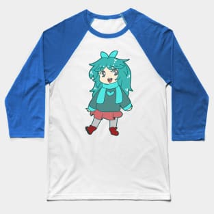 Chibi Blue-Green Girl Baseball T-Shirt